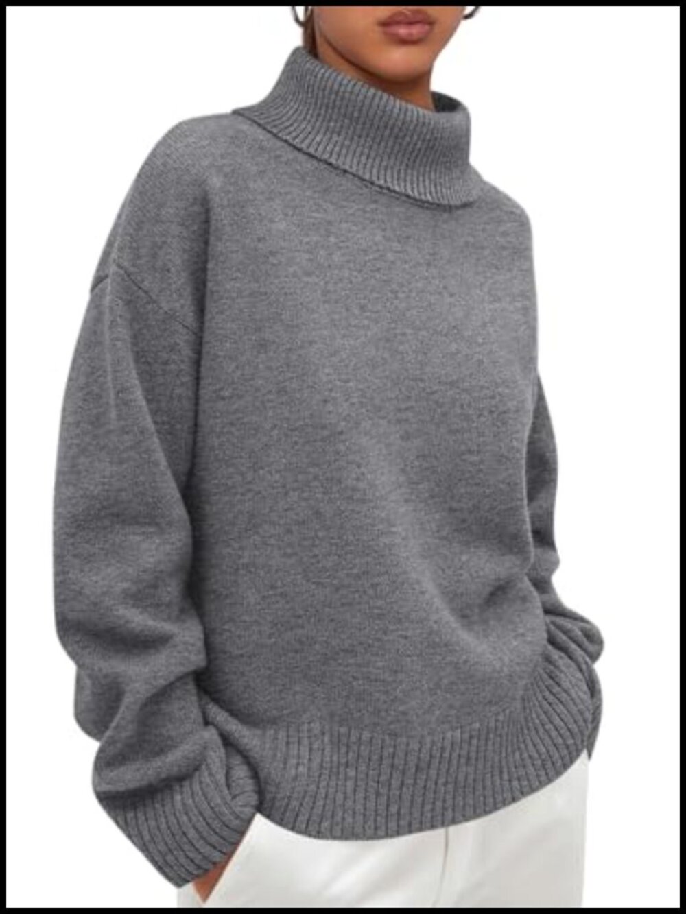 PRETTYGARDEN Women's Turtleneck Long Sleeve Knit Pullover Sweater Loose Fit
